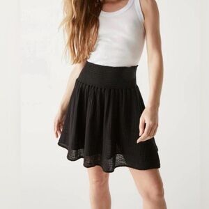 MICHAEL STARS Sz M Havana Cotton Double Gauze Skirt in Black